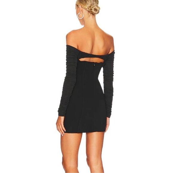NWT NBD Carlota Corset Bodice Off Shoulder Cutout Back Mini Dress in Black sz S - Picture 3 of 12